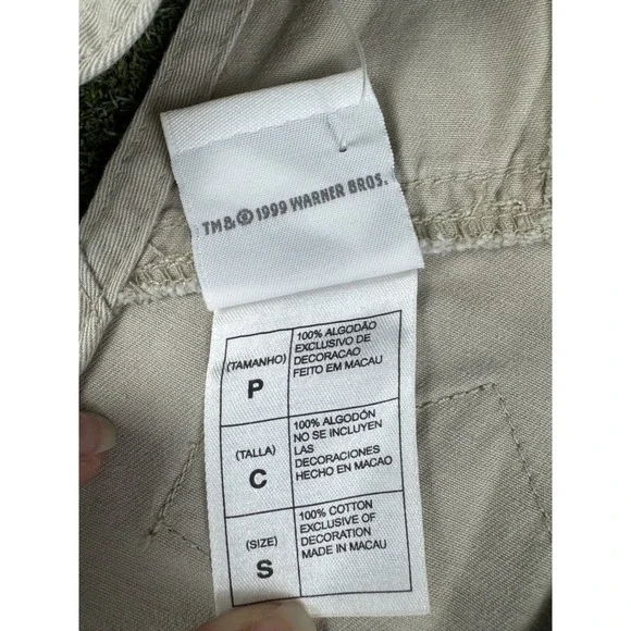 Vintage 1999 Warner Bros Tweety Bird Overalls Tan Wide Leg Carpenter Womens S - Picture 10 of 14